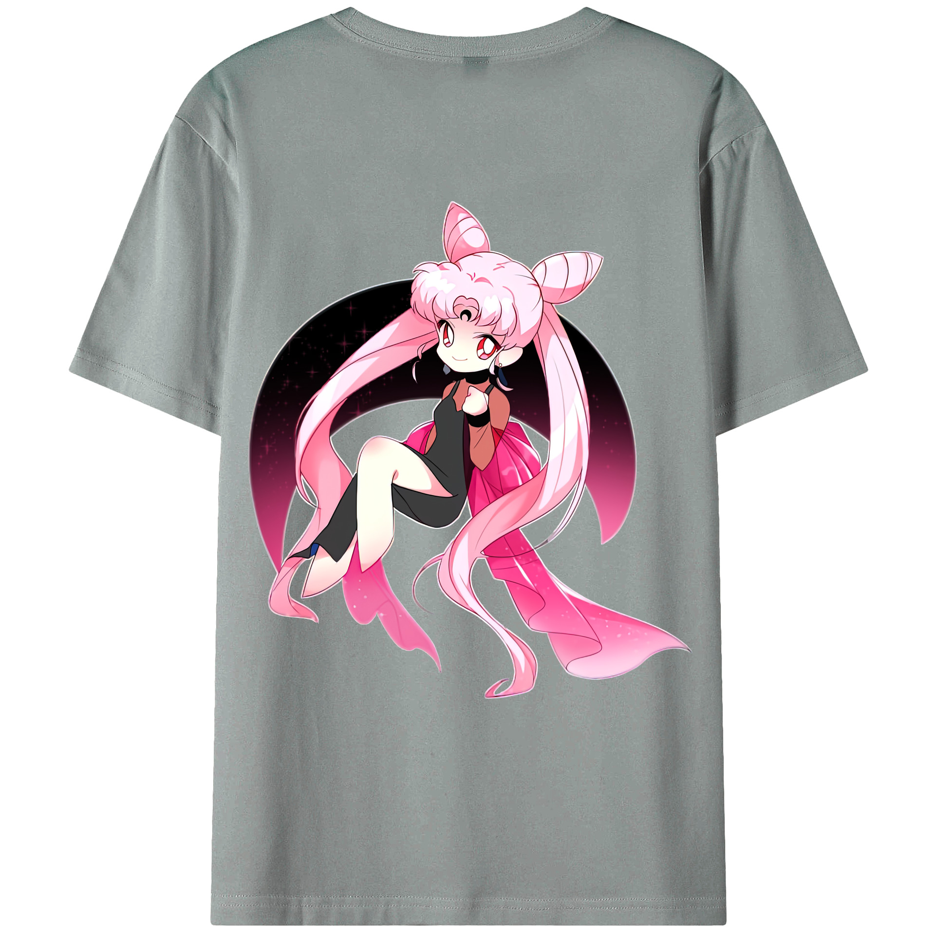 （画像用） 美少女戦士セーラームーン ちびうさ Sailor Moon Chibiusa Tsukino Usagi Small Lady Serenity 綿100％ メンズ半袖Tシャツ（バックプリント） 通気性
